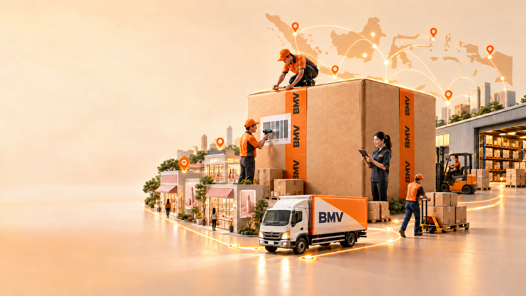 Ekosistem distribusi modern BMV dari gudang hingga outlet kecantikan